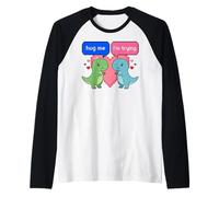Cute T Rex Couple Valentine Meme Tiny Arms Hug Humor Teens Raglan Baseball Tee