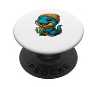 Cute T-rex Dinosaur Bubble Tea Dino Drinking Boba Tea Anime PopSockets Adhesive PopGrip