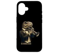 Cute T-Rex Dinosaur Playing Trumpet Musician Music Case for iPhone 16
