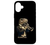 Cute T-Rex Dinosaur Playing Trumpet Musician Music Case for iPhone 16 Plus