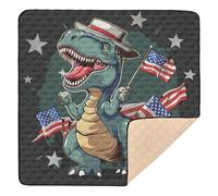 Cute T-rex with American Flag Cute Foldable Baby Play Mat for Floor Portable Kicking Mat for Babies Infants Toddlers, 50'' x 50''