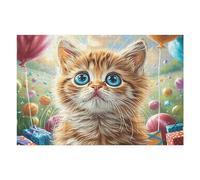 Cute Tabby Cat 1000 Piece Jigsaw Puzzle for Adults Luminous Enchanted Beasts Weekend Hobby Creative Challenge No Duplicate Pieces Ideal Retirement Gift 1000 PCS