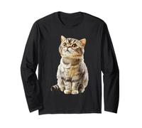 Cute Tabby Cat Curious Gaze Feline Pet Lover Long Sleeve T-Shirt