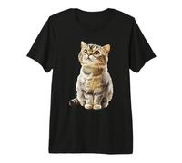 Cute Tabby Cat Curious Gaze Feline Pet Lover Premium T-Shirt