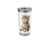 Cute Tabby Cat Curious Gaze Feline Pet Lover Stainless Steel Insulated Tumbler