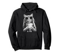 Cute Tabby Cat Drinking Iced Coffee Funny Meme y2k Grunge Pullover Hoodie