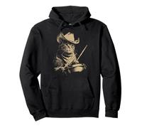 Cute Tabby Cat Playing Drums Funny Cowboy Drummer Western Pullover Hoodie