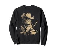 Cute Tabby Cat Playing Drums Funny Cowboy Drummer Western Sweatshirt