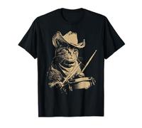 Cute Tabby Cat Playing Drums Funny Cowboy Drummer Western T-Shirt