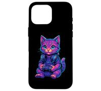 Cute Tabby Cat Playing Video Games Gamer Gaming Case for iPhone 16 Pro Max