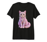 Cute Tabby Cat with Seashells Beach Shells Summer Animal Premium T-Shirt
