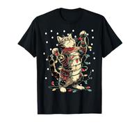 Cute Tabby Cat with Snow and Christmas Lights Winter Kitten T-Shirt