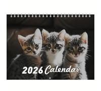 Cute Tabby Kittens Calendar - Large A4 Desk Planner & Wall Calendar with Monthly Cute Cats, January to December 2026 - Perfect for Home, Office, School - Ideal for Cat Lovers
