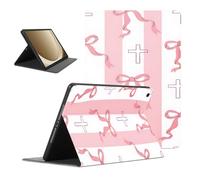 Cute Tablet Case for Samsung Galaxy Tab A9+/A9 Plus 11" SM-X210/X215/X216, Jesus Cross Pastel Bow Floral Ribbon Bowknot Design for Girls Women, Protective Tablet Cover Flip PU Leather Stand Funda