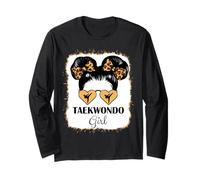Cute Taekwondo Girl Bleached Leopard Taekwondo Lover Girls Long Sleeve T-Shirt