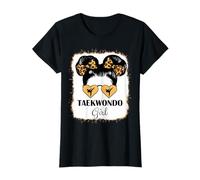 Cute Taekwondo Girl Bleached Leopard Taekwondo Lover Girls T-Shirt