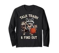 Cute Talk Trash FIND Out Raccoon Basketball Coach Dad Trash Long Sleeve T-Shirt