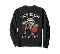 Cute TALK TRASH FIND OUT Raccoon Basketball Coach Dad Trash Sweatshirt