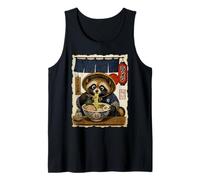 Cute Tanuki Eating Ramen Vintage Japanese Raccoon Dog Tank Top
