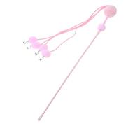 Cute Tassels Teaser Wand Toy with Pompoms & Small Bells Interactive Stick Chasing Candy Color for Dogs for Cats