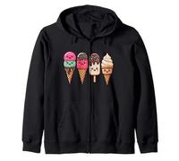 Cute Tasty Happy Faces Funny Ice Cream Zip Hoodie