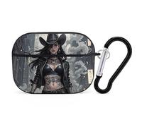 Cute Tattooed Cowboy Girl AirPod Pro Case, Anti Scratch Hard PC Cover with Keychain, AirPod Pro 2nd/1st Case Accessories for Women Men, Black-Style