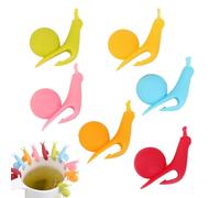 Cute Tea Bag Holder - 6pcs Food Grade Multi-Color Snail Shape Drink Markers, Cute Snail Shape Tea Bag Clip Cup, Squirrel Shaped Glass Charm Silicone Identifier for Cups & Mugs