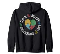 Cute Teach Accept Understand Love Puzzle Autism Awareness Zip Hoodie
