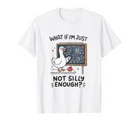 Cute Teacher Goose Not Silly Enough Funny Value Graphic T-Shirt, Men, White, XL