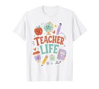 Cute Teacher Life Classroom Back to School Value Graphic T-Shirt, Men, White, L
