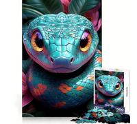 Cute Teal Snake with Orange Eyes 1000 Piece Puzzle For Teenagers Pastime Game Tight Connection Home Play Unique Gift (38x52cm)