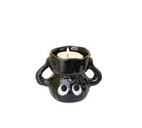 Cute Tealight Candle Holder, Small Cartoon Soot Sprite Ceramic Holders for Candle/Ring/Jewelry for Home Decor, Unique Gifts for Housewarming/Halloween/Thanksgiving/Christmas/Birthday Gift, Black