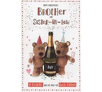 Cute Teddies & Fizz Brother & Sister-in-law Anniversary Card