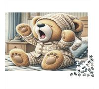 Cute Teddy Bear 1000 Pieces Jigsaw Puzzle Pajama Time Relaxing Focus & Concentration Thick Cardboard for Kids Ages 14 52x38cm/1000pcs