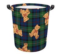 Cute Teddy Bear Doll Laundry Basket With Handle Collapsible Waterproof Round Storage Hamper
