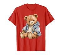 Cute Teddy Bear Funny Unisex Design Men Women Kids tee T-Shirt, Men, Red, Medium