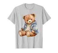 Cute Teddy Bear Funny Unisex Design Men Women Kids tee T-Shirt, Men, Silver Grey, Medium