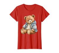 Cute Teddy Bear Funny Unisex Design Men Women Kids tee T-Shirt, Women, Red, X-Small