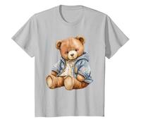 Cute Teddy Bear Funny Unisex Design Men Women Kids tee T-Shirt, Youth, Silver Grey, Medium