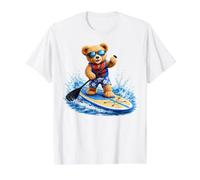 Cute Teddy Bear Paddle Board Adventure Shapes Mania Value Graphic T-Shirt, Men, White, S
