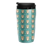 Cute Teddy Bear Plastic Coffee Cup Travel Mug Double Walled Leakproof Tumbler with Lid for Home Office 250ml
