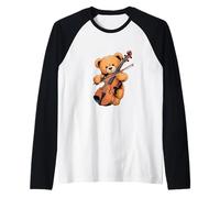 Cute Teddy Bear Playing Cuddly Toy Cello Cellist Cellist Raglan Baseball Tee