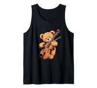 Cute Teddy Bear Playing Cuddly Toy Cello Cellist Cellist Tank Top
