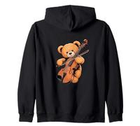 Cute Teddy Bear Playing Cuddly Toy Cello Cellist Cellist Zip Hoodie