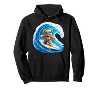 Cute Teddy Bear Riding the Waves Surfing Board Shapes Mania Pullover Hoodie