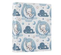 Cute Teddy Bear Sleeping on The Moon 3 Ring Binder 1.5 Inch Round Ring Binder View Binder Holds 200 Documents for Home School Office Use