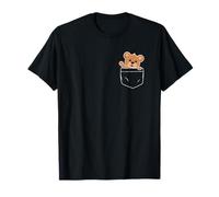 Cute Teddy Bear Waving in a Pocket - Kids Pocket Teddy Bear T-Shirt