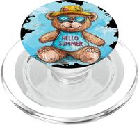 Cute Teddy Bear Welcoming the Fun of Summer Outfit PopSockets PopGrip for MagSafe