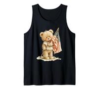 Cute Teddy_Bear with American Flag USA Patriotic Tank Top