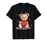 Cute Teddy Bear With Red Love Heart T-Shirt